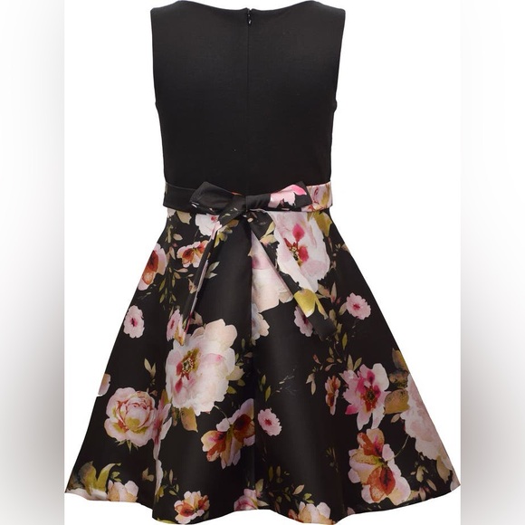 Bonnie Jean Girls Size 14 Black Floral Dress - Picture 2 of 7